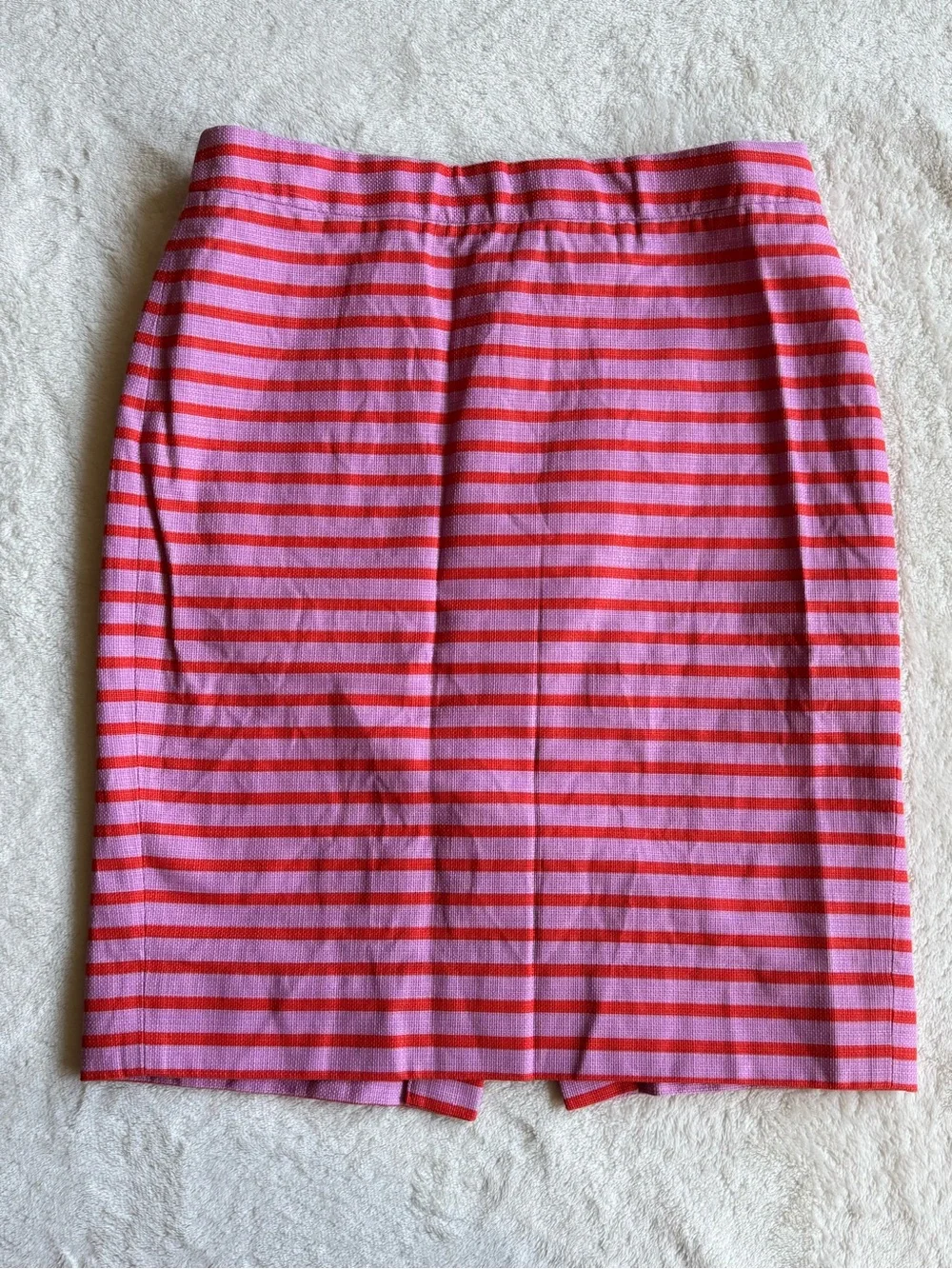 J.Crew Basketweave Pencil Skirt Pink Coral Stripe Cotton Size 2